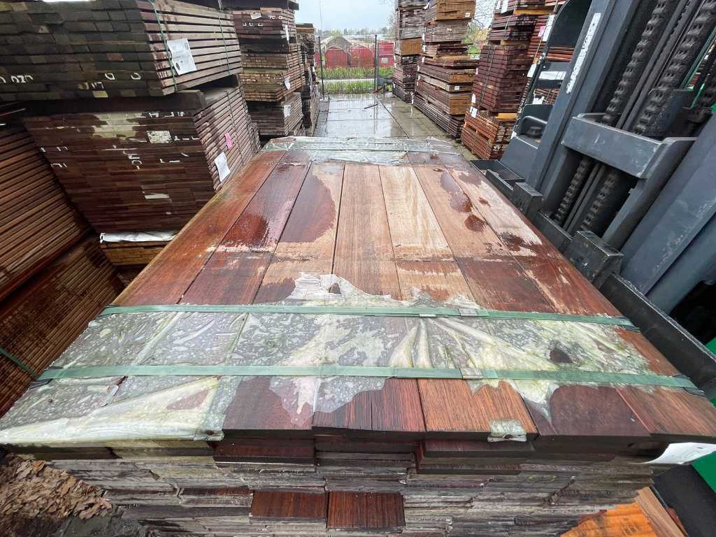 Lames de bois dur en teck de Guyane rabotées 21x145mm, longueur 155cm (210x)