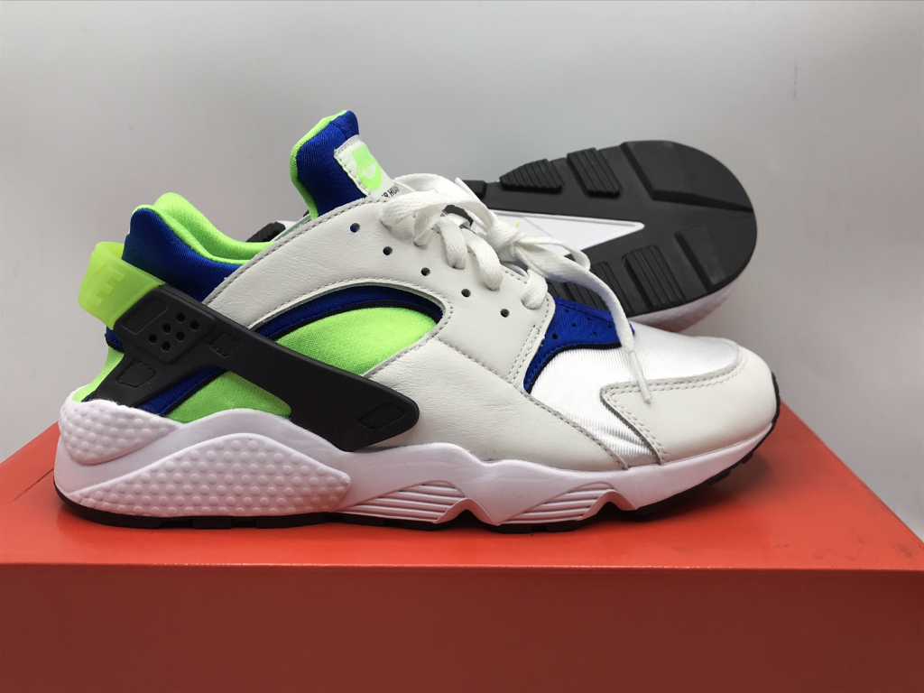 Sneakers Nike Air Huarache Bianco/Scream Verde-Blu Royal 43