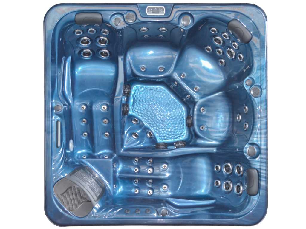 Outdoor Spa 5-person 220x220x94 cm - Blue bath with anthracite side - Incl. Bluetooth