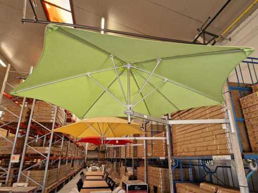 Umbrosa Paraflex Wall Parasol Classic avec bras Alu 185cm + Parasol Green