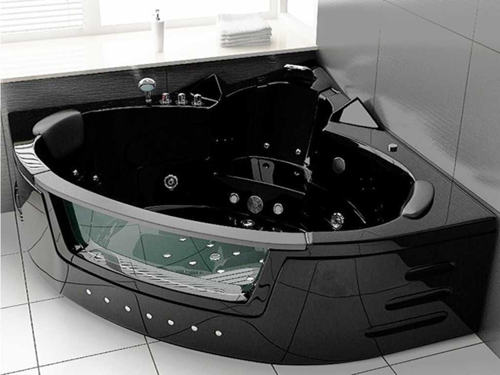 2 Persoons Whirlpool massagebad zwart - hoekbad 1500x1500x620mm 