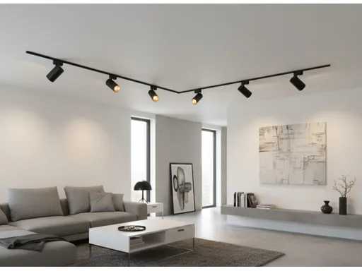 Système de rail de 2 mètres avec 6 pièces spot de rail GU10 raccord avec anneau (1x)