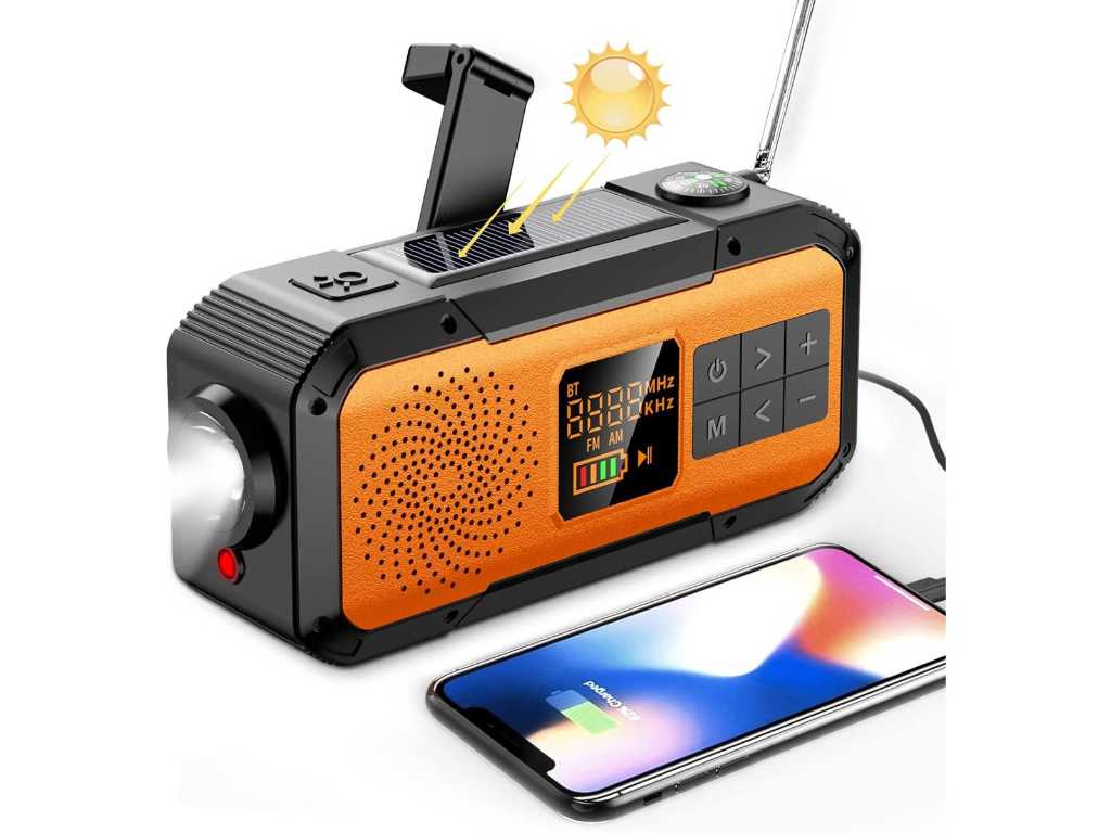 4 Oranje noodradio's met 3000 mAh batterij en SOS alarm
