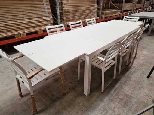 Garden Prestige - Table de jardin aluminium extensible Lisbon White Matte 220-330 x 106 cm