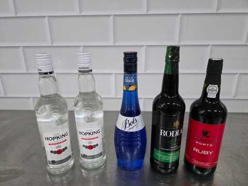 Hopking, Bols, etc. Sticlă de băuturi spirtoase (5x)