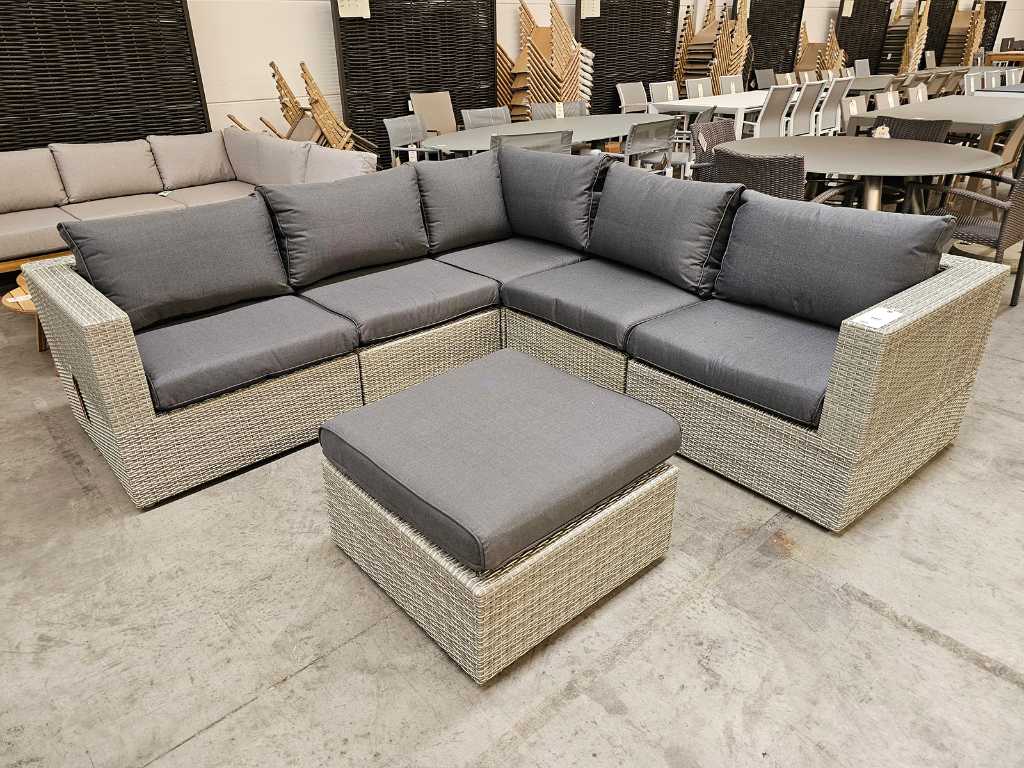 Suns Fiona Corner Lounge Set with Right Angle Wicker White Grey