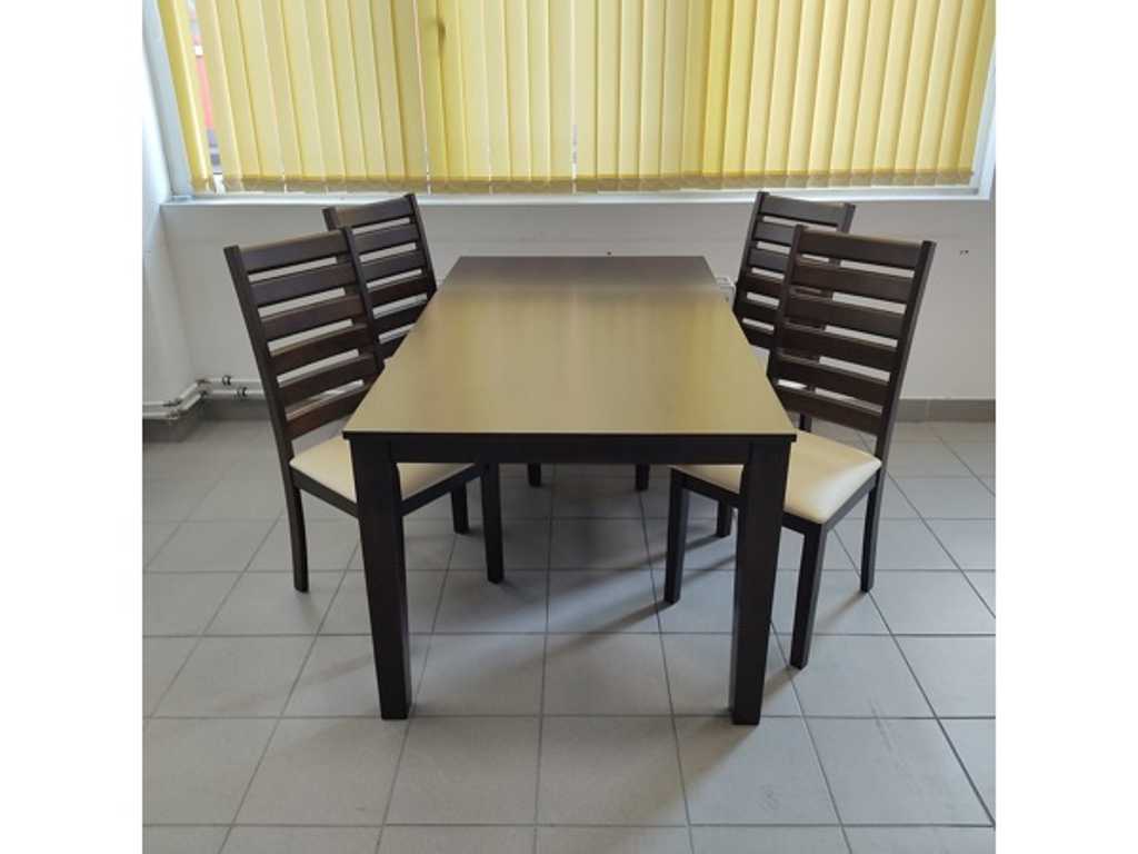 1 x Vanessa Cappuccino tafelgroep - 4 fauteuils + 1 tafel - woonkamertafel Tafelset, eetset, eettafel, tafel, stoel, fauteuil, werktafel, restauranttafel, restauranttafel, woonkamertafel, kantinetafel – Gastrodiskont