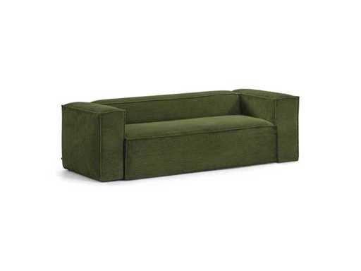 Kave Home - Canapé Blok 3 places - Vert foncé - Côtes - Ensemble canapé