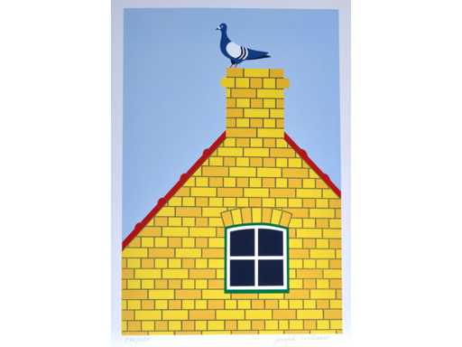 Joseph Willaert - Duif op het dak - zeefdruk