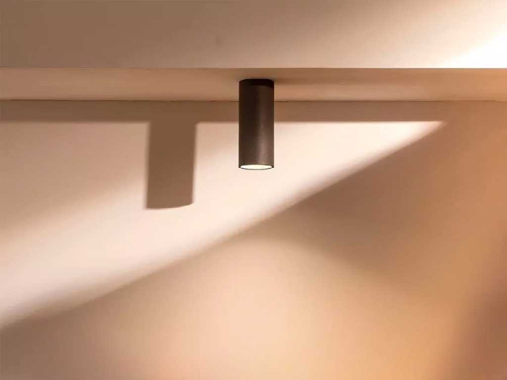 GU10 Surface mounted spotlight Fixture thin cylinder sand black (10x)