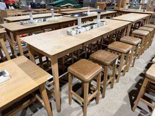 Hutten – Bartisch mit 8 Hockern