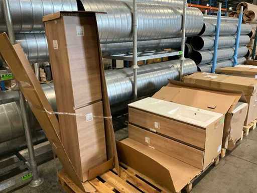 Kivu Badkamerkast met wastafelblad en kolomkast