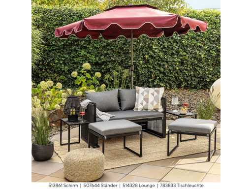 Parasol design avec manivelle, fonction inclinable et aération, protection UV50+, Ø 3 m