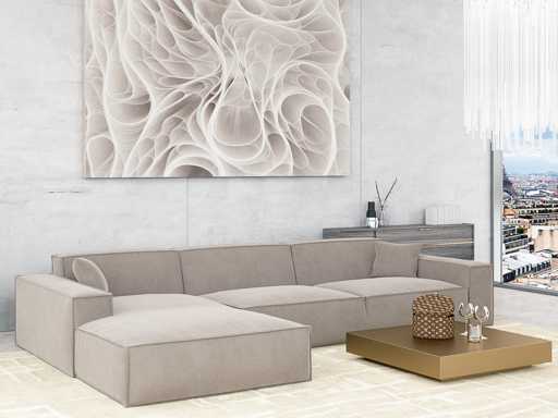 Canapé d'angle gauche - tissu beige