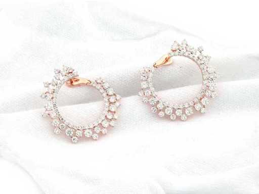 14 KT Pink gold Earring With 2.83 Cts Lab Grown Diamond