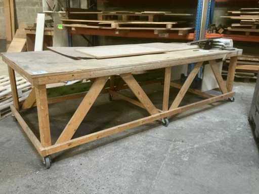 Verrijdbare Houten werktafel