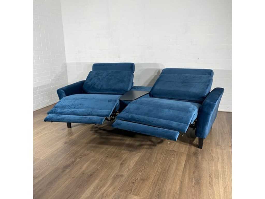 Hjort Knudsen - divano cinema, velluto blu, funzione poltrona reclinabile regolabile elettricamente