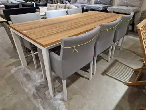 Table de jardin Castle-Line Alu Carlo White 220 x 100cm - Lames en teck larges