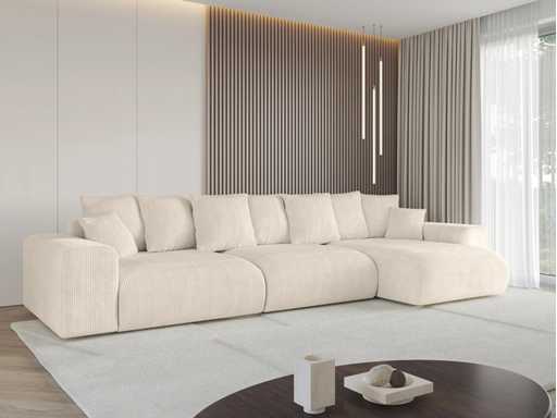 Convertible rechterhoekbank - Beige touwstof