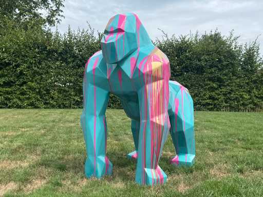 Gorille Origami H130cm Turquoise Trash