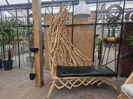 Panca esclusiva in legno di burl - pezzo unico con design artistico