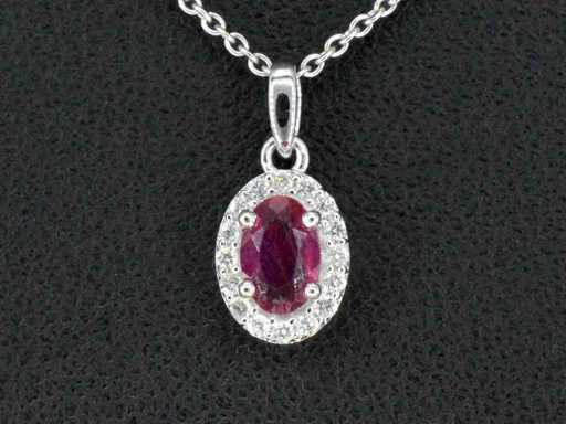 Diamant en diamant en or blanc pendentif d’entourage