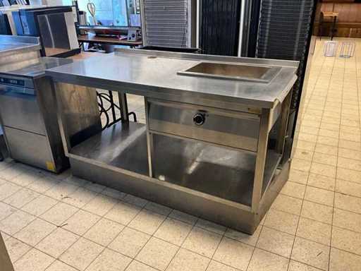 Table de travail en acier inoxydable avec Au Bain-Marie intégrée