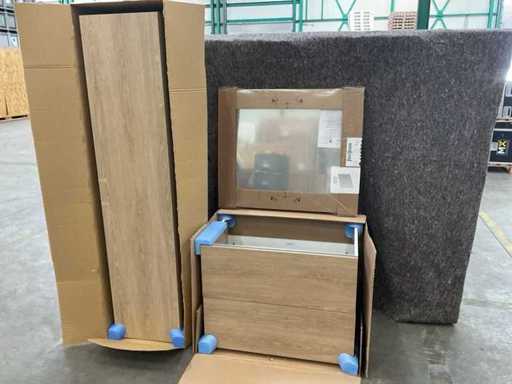 Sanijura - Mundo 80cm - Armoire lavabo avec miroir et meuble à colonnes