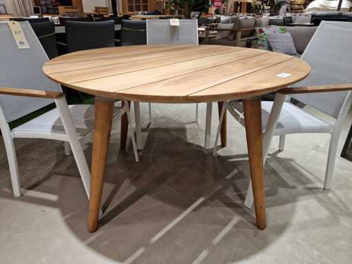 Table de jardin Hartman Sophie en teck rond de diamètre 120cm naturel