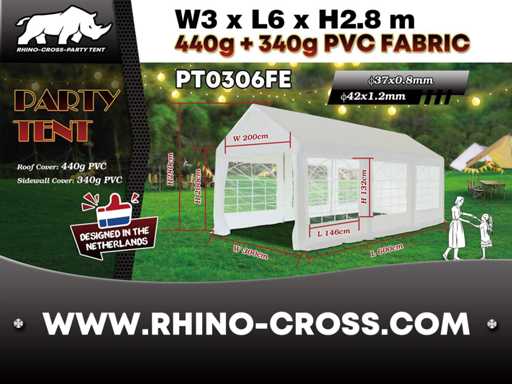Cort Rhino-Cross-Party 2025 PT0306FE Cort de petrecere 3x6x2,9m