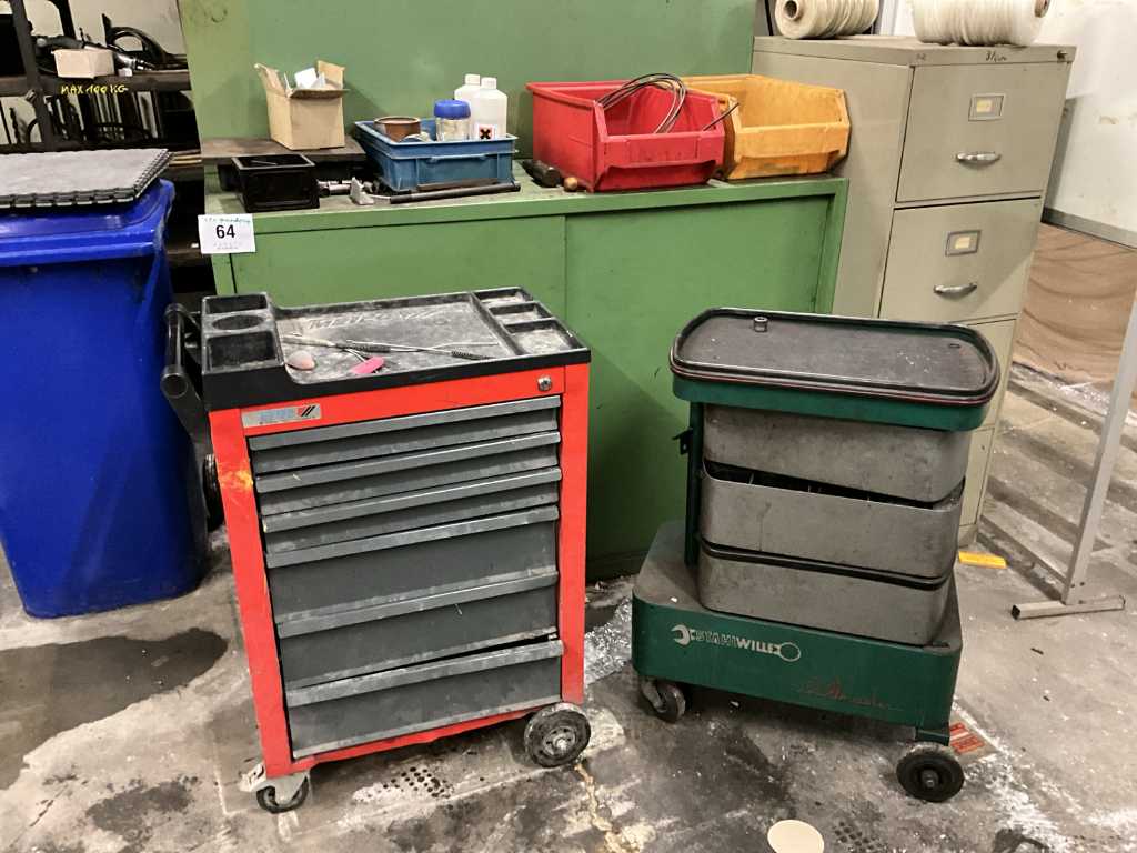 Work cabinet + 2x tool trolley