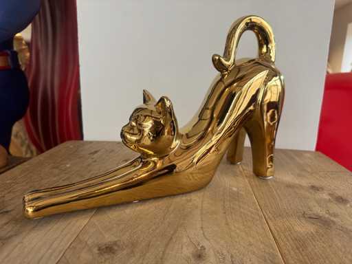 Cat Chrome Gold H23cm x L33cm