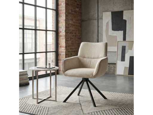 Set of 6 Dining Chair Tub with Armrest White