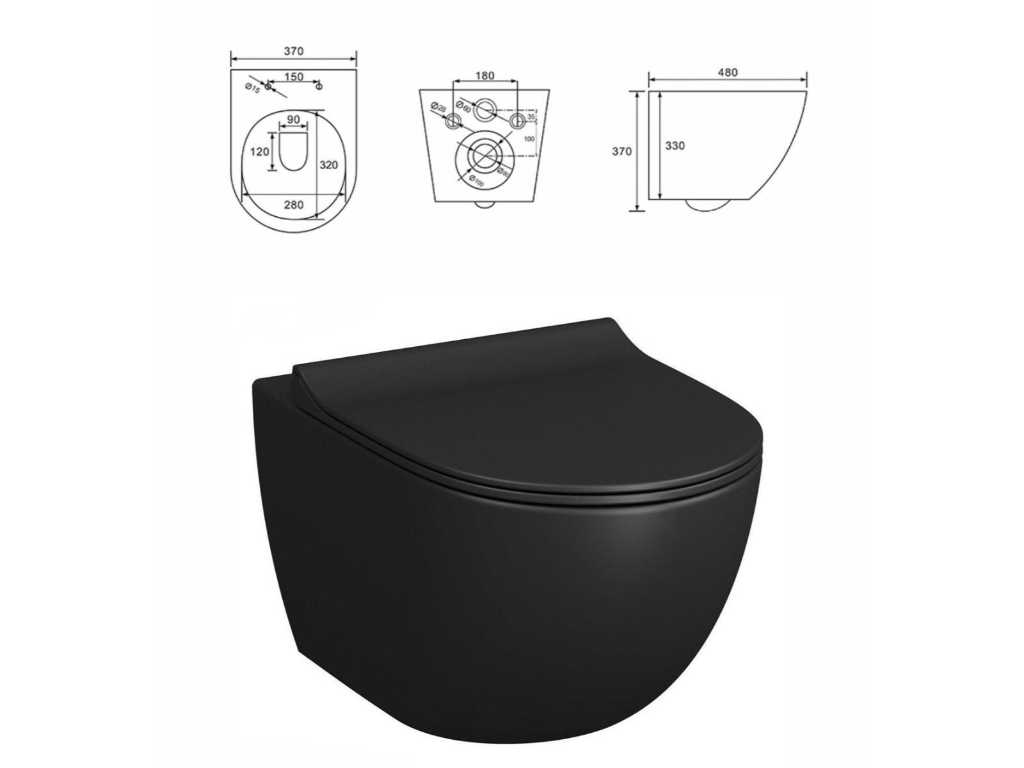 extase holte diepvries 1 x Design mat zwart wc pot