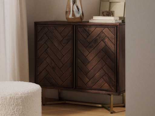Luca Herringbone Solid Mango Sideboard - Westwing Collection