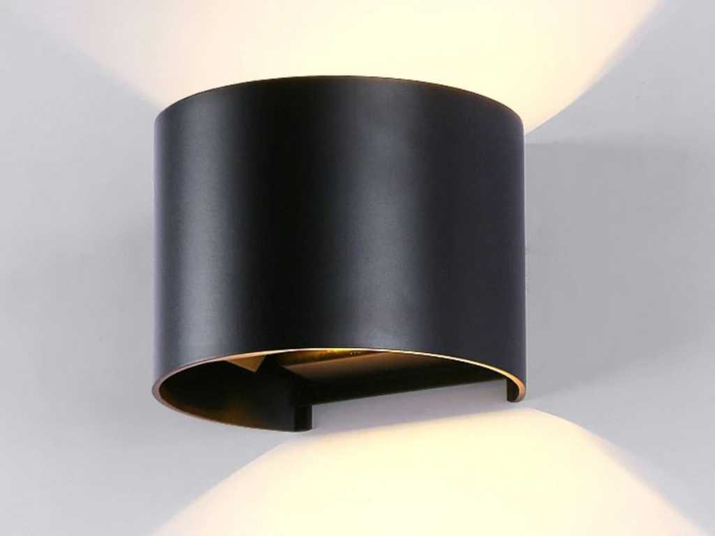 Applique LED 12W sable noir Applique ronde duo lumière réglable étanche (4x)