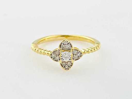 14 KT Gelbgoldring mit Naturdiamant