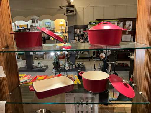 Gsw gietijzeren kookpottenset rood(4x)