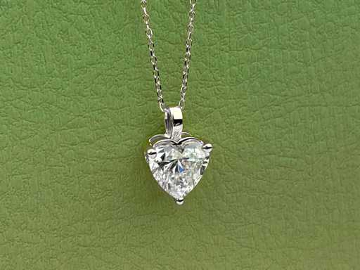 14 KT White gold Necklace with Pendant With 2.05 CtsLab Grown Diamond
