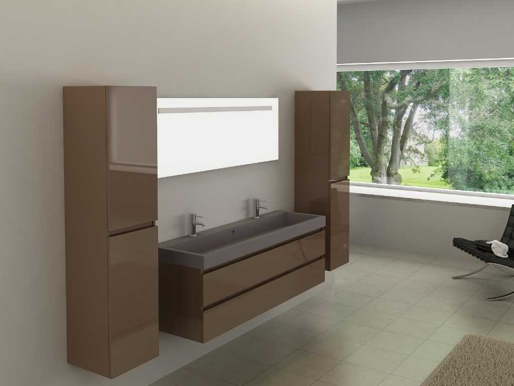 Meuble de salle de bain 2 personnes 150 cm taupe - Robinetterie incluse