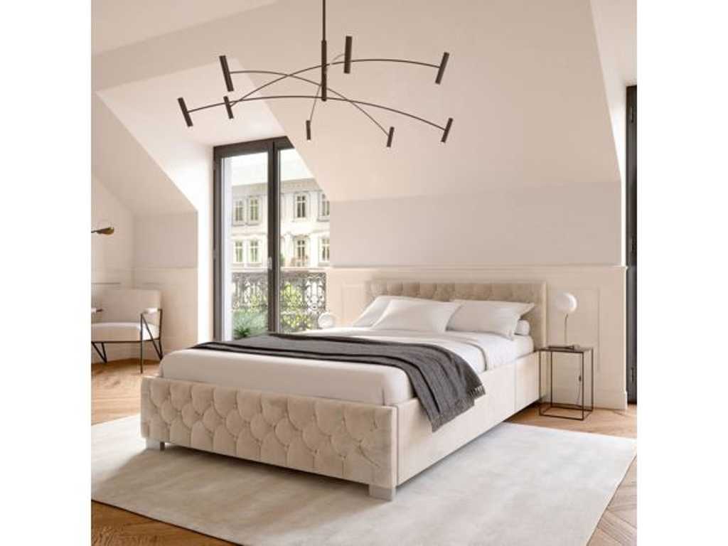 lit rembourré  140 x 200 cm avec sommier et LED
