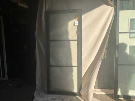 Porte intérieure aspect acier noir 88x211cm gauche