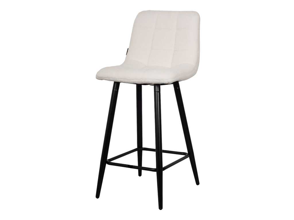 4x Tabouret de bar en peluche blanc 8078-99201