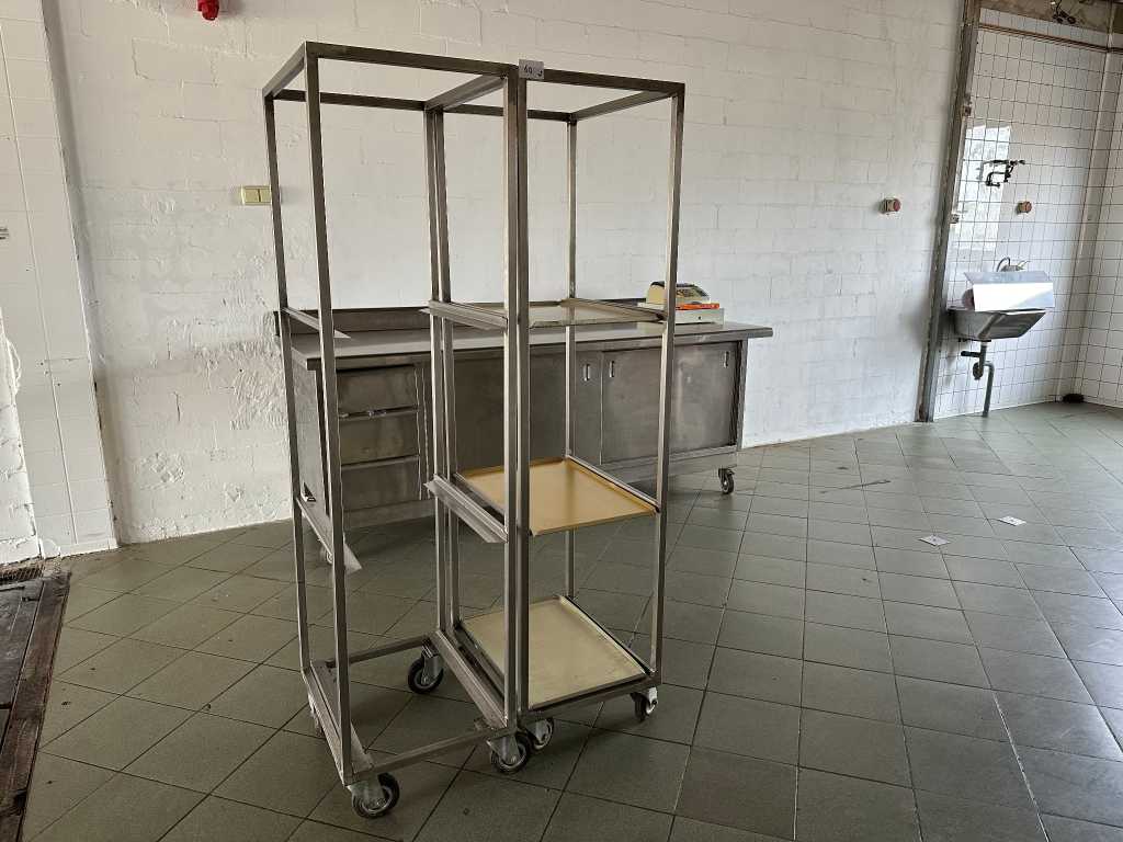 Stainless steel cooling trolleys (2x)