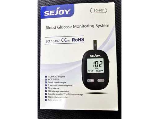 Sejoy - BG-707 - Sistema di monitoraggio della glicemia - Dispositivo medico (48x)