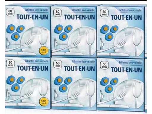 Set di 6 confezioni da 60 compresse per lavastoviglie – 360 compresse