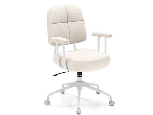 Ergonomische draaibare bureaustoel met armleuningen en wielen, beige