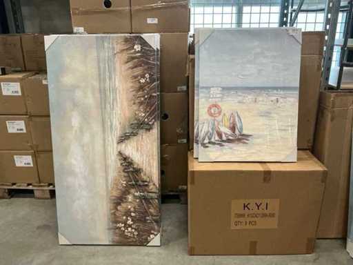 Partij schilderijen 140x70cm & 60x80cm (28x)