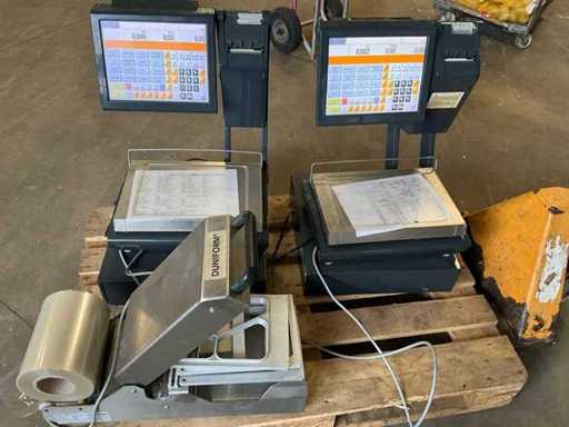 bilancia + cassa (2x) sistema POS + sigillante