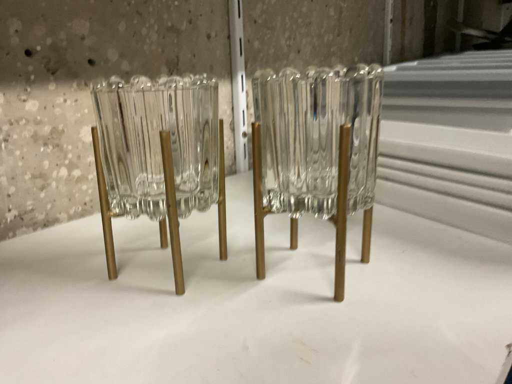 Glass tealight holders with base (13x)